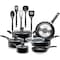 Serenelife Kitchenware Pots & Pans Set - Basic Kitchen Cookware, Black Non-Stick Coating Inside, Heat Resistant SLCW15BLK - alternate 1